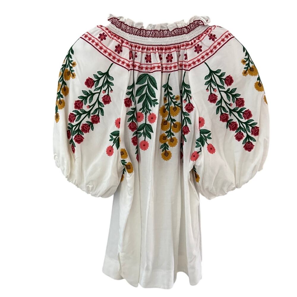Antonio Melani x Jen Sumko Plus Woven Nicci Embroidered Floral Top White Size 14 - Picture 5 of 12